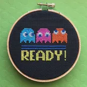 Pac-Man Cross Stitch Kit – Retro Arcade Design with Ghosts