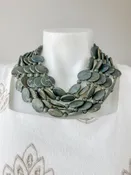 5 Row Marble Disc Necklace Sage