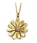 14 kt and Diamond Flower Necklace