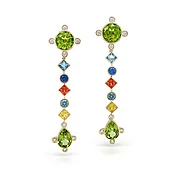 Sapphire, Peridot and Diamond Earrings