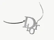 2000s Christian Dior Silver Tone Logo Plate Necklace