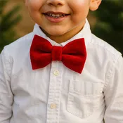 Boy's Red Velvet Bow Tie - "Velvet - Garnet Red" - Christmas, Wedding & Special Occasions | Easy Clip-On Style (CHILD SIZE)