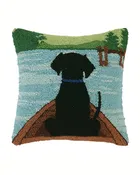 Black Lab In Canoe Hook Pillow
