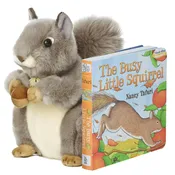 Aurora World Miyoni Grey Squirrel 8" Plush - Busy Squirrel Book Gift Set