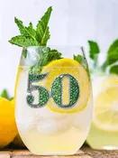50th Birthday Jeweled Stemless Wine Glass
