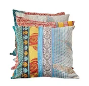 20" SQUARE COTTON VINTAGE KANTHA QUILT PILLOW