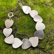 Bracelet, Sterling Silver, Heart Links, 7 inch