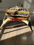 0039 Antique English Horn Stool w/ Cushion
