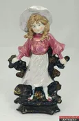 Antique German Victorian Girl Hat Pink Blouse Vase Porcelain Lustre Figurine