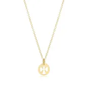 16" Necklace Gold - Guardian Angel Small Gold Disc