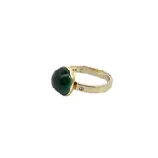3DR56 Contemporary Handmade Green Tourmaline Ring set in a 14k Two-Tone Gold Setting