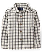 Baby And Toddler Boys Plaid Textured Poplin Button Up Shirt - Green