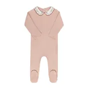 Ely's & Co. - Floral Embroidered Collar Footie | Elegant Newborn Essential