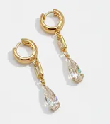 Gold CZ Teardrop Dainty Huggie Earrings