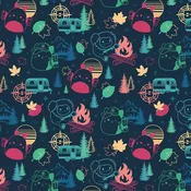Northcott Fabrics - Original Squishmallows - Happy Campers - Night Camping - Dark Blue - Yardage