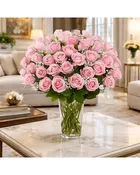 4 Dozen Pink Roses-Round