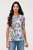 ELBOW SLEEVE BOAT NECK MESH TOP