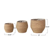 Decorative Woven Seagrass Baskets w/ Plastic Lining
