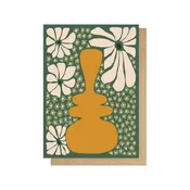 Happy Retro Flower Vase II Greetings Card