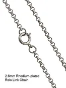 18" - 2.6mm ROLO Rhodium-Plated Sterling Silver Chain