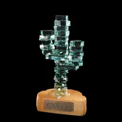2-Arm Glass Saguaro on Sandstone w Sedona Emblem