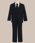5-Piece Boy’s 2-Button Jacket 4-Button Vest Husky Dress Suit – Black