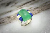 Andre Schwoba Jade, Lapis Lazuli and Gold Ring