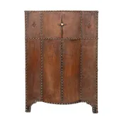 Arts and Crafts Leather and Brass Stud Umbrella Stand