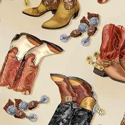 Benartex - Yellowstone by Kanvas Studio - Cowboy Boots - Ecru - 108" Wide 3-Yard Back Pack