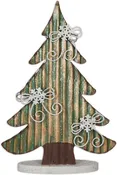 11" Bow & Snowflake Glittered Tree