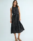 Amiya Belt Tie Maxi Dress – Navy