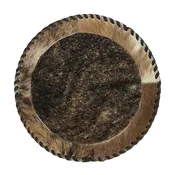 American West at Home Hair‑On Hide 13" Round Placemat with Suede Backing — Brindle Center
