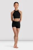 Bloch Girls' High-Waisted Dance Shorts with Floral Embroidery CR90003