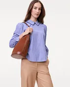 Weekend Striped Scalloped Blouse