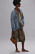 Bermuda Cargo Short - Bleached Orange Green Plaid