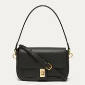 BLACK LEATHER RILEY SHOULDER BAG