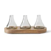 11.75 INCH BUD VASES ON WOOD TRAY