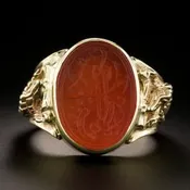 Estate 18K Carved Carnelian Snake Ring