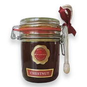 BREZZO – Raw Chestnut Honey in Gift Jar with wooden Honey Dipper – 14.10 oz