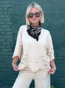 Eyelet Be The One 3/4 Sleeve Top