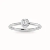 0.33 CT Round and Emerald Cut Diamond Engagement Ring in 14K White Gold | Keyani Bridal Collection
