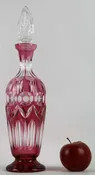 FINE 14.5″ CRANBERRY CUT TO CLEAR CRYSTAL DECANTER