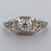 Art Deco Estate Ring w/ 0.33 ct European Cut Diamond