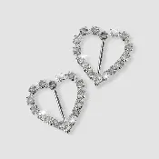 1” Small Heart-Shaped Rhinestone Buckles | Pair