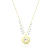 14k Diamond Medallion Necklacewith Diamonds and White Sapphire