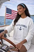 Alexandria Embroidered Anchor Sweatshirt - White