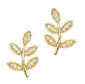 14 kt and Diamond Leaf Studs (Large or Small, Yellow Gold or White Gold)