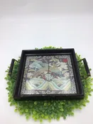 Antique Chinese Silk Rank Badge, Qing Dynasty Serving Tray With Handles
