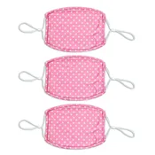 Adult Printed Spring Mask 3 Pack - Pink/White Polka Dot
