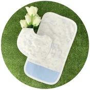 Royalty Collection Blue Toile Custom Burp Set – 2 Piece